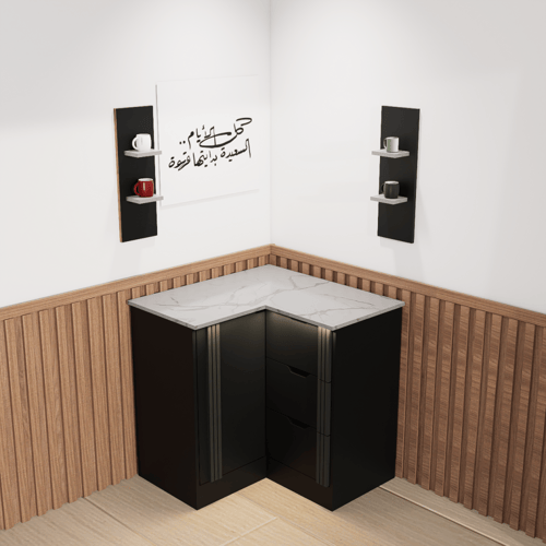 ركن قهوة بتصميم زاوية عصري أنيق, لمساحات الصغيرة.