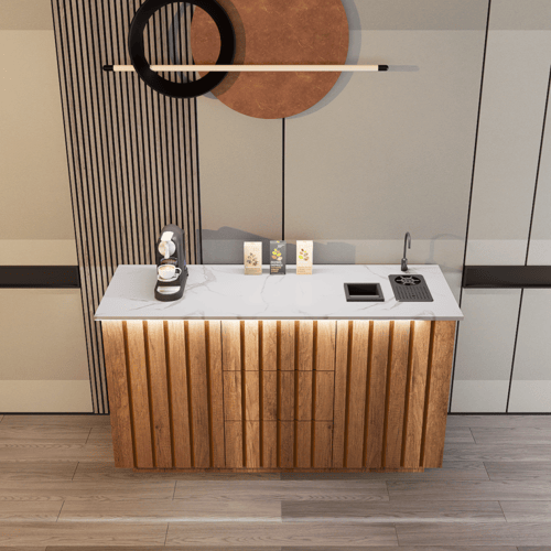 بكج ركن القهوة لون عسلي خشبي مقاس 160 بنقشات دائري...