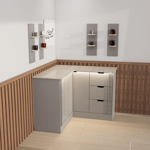 ركن قهوة بتصميم زاوية عصري أنيق,