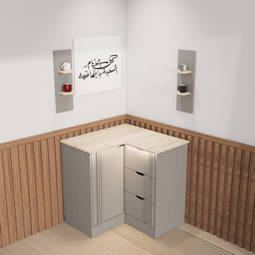 ركن قهوة بتصميم زاوية عصري أنيق, لمساحات الصغيرة.