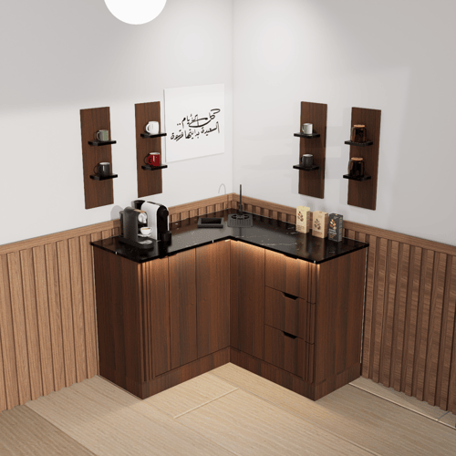 ركن قهوة بتصميم زاوية عصري أنيق,