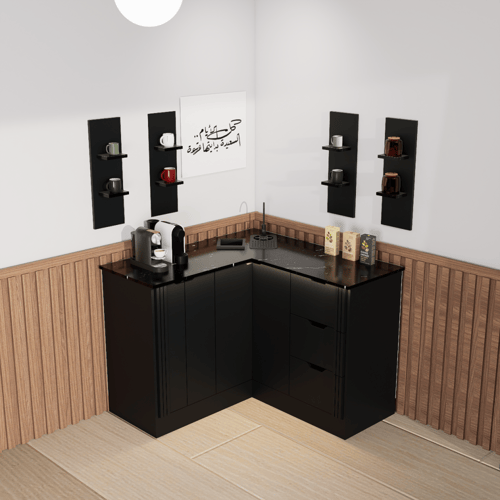 ركن قهوة بتصميم زاوية عصري أنيق,