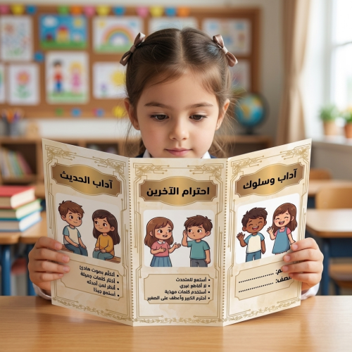 مطوية آداب وسلوك صف ثاني ابتدائي لغتي