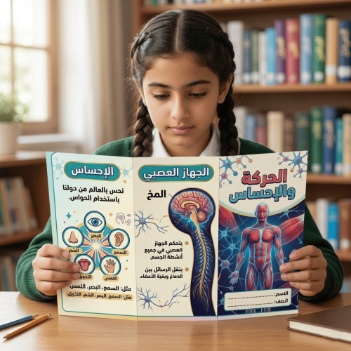 مطوية الحركة والاحساس علوم سادس ابتدائي