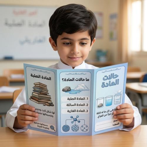 مطوية حالات المادة علوم ثالث ابتدائي
