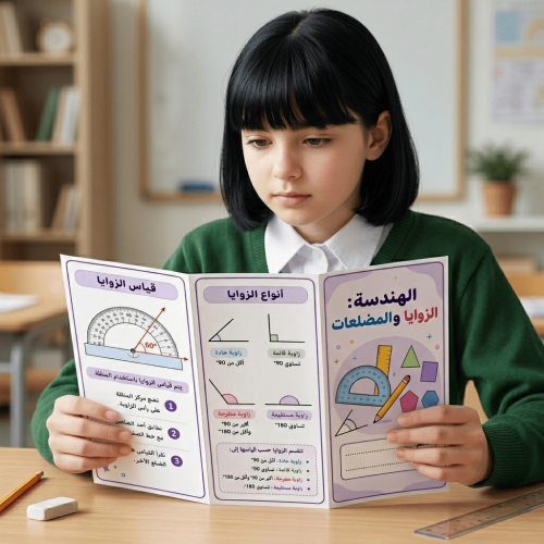 مطوية الهندسة الزوايا والمضلعات رياضيات سادس ابتدا...