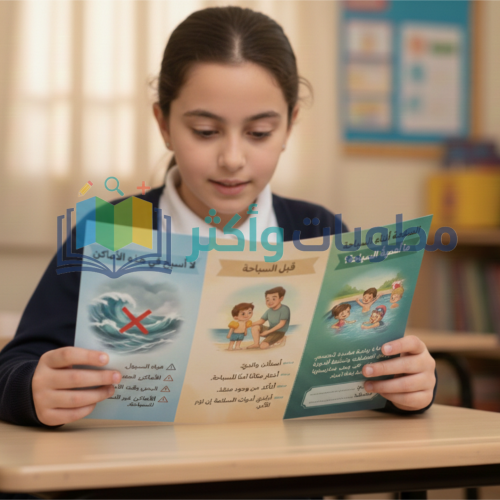 مطوية السلامة أثناء السباحة وحدة صحتي وسلامتي ثالث...