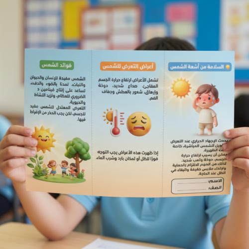 مطوية وحدة صحتي وسلامتي السلامة من أشعة الشمس مهار...