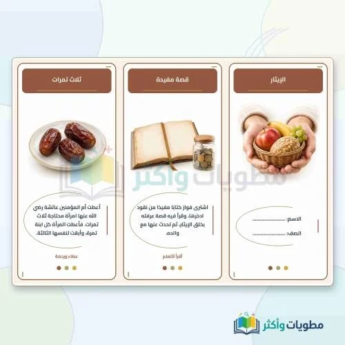 مطوية درس الإيثار لغتي ثالث ابتدائي PDF