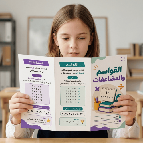 مطوية القواسم والمضاعفات رياضيات خامس ابتدائي