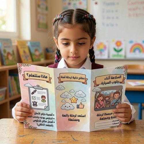 مطوية السلامة اثناء ركوب السيارة أسرية ثاني ابتدائ...