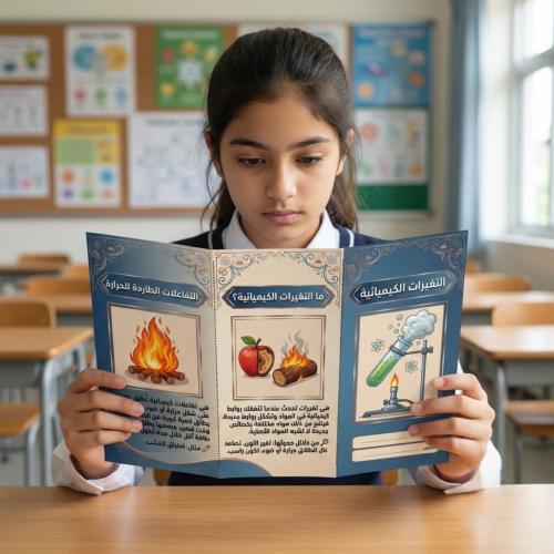 مطوية علوم صف سادس التغيرات الكيميائية جاهزة للطبا...