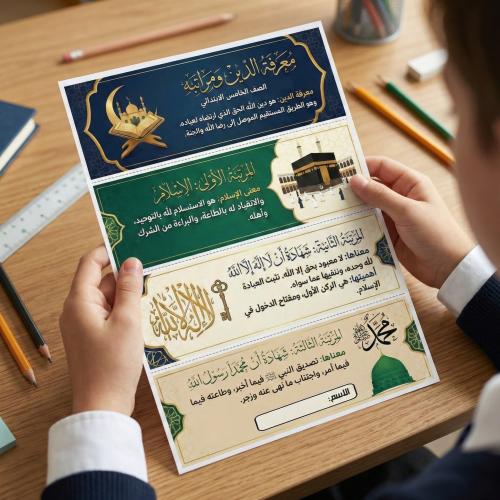 مطوية معرفة الدين ومراتبه صف خامس ابتدائي دراسات إ...