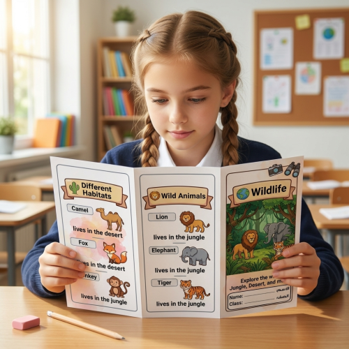 مطوية إنجليزي wildlife رابع، خامس، سادس ابتدائي