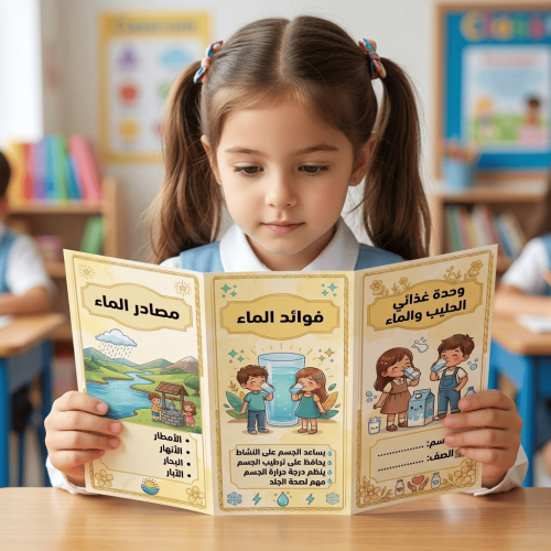 مطوية وحدة غذائي ( الماء والحليب ) ثاني ابتدائي مه...