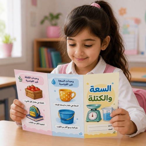 مطوية قياس السعة والكتلة - رياضيات الصف الثاني الا...