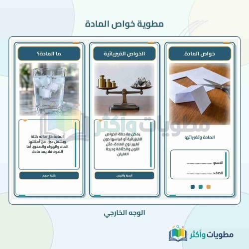 مطوية خواص المادة علوم أول متوسط الفصل الأول PDF