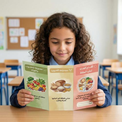 مطوية غذائي ثالث ابتدائي أقسام الغذاء الوحدة الراب...