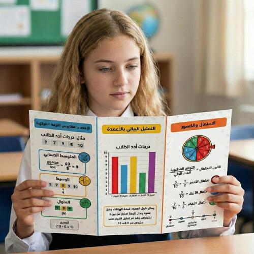 مطوية رياضيات الإحصاء والإحتمال للصف الخامس ابتدائ...