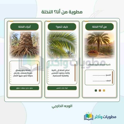 مطوية درس من أنا (النخلة) لغتي ثاني ابتدائي الفصل...