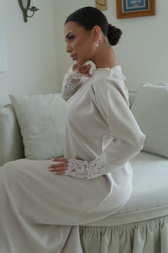 جلابيه كريب باربي دانتيل