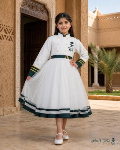 فستان اليوم الوطني السعودي 96 بستايل عسكري فخم صنع...