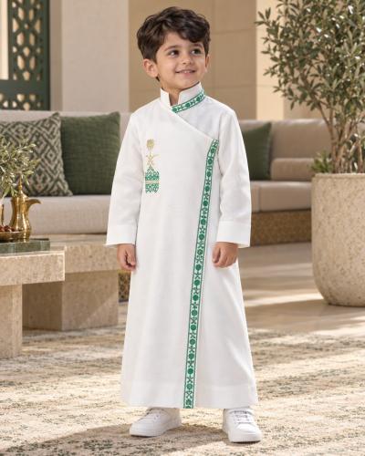 دقلة اليوم الوطني السعودي 96 باللون الابيض والتطري...