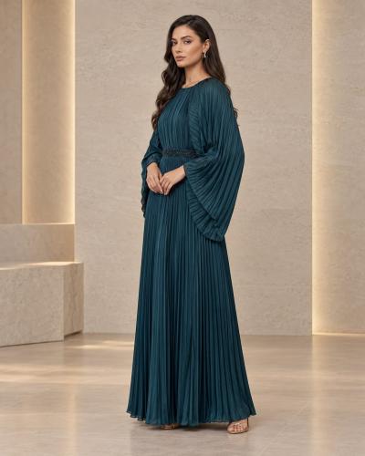 فستان سهرة ناعم اناقة انسيابية بلمسة ملكية وحزام خ...