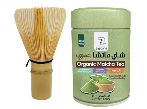 خفاقة ماتشا مع علبه ماتشا ١٠٠جرام عضويه احتفاليه