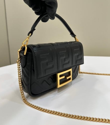 FENDI mini baguette black leather