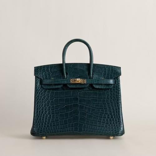 Birkin 25cm Matte Alligator Crocodile 6O Vert Cypres GHW