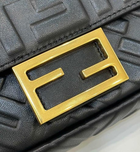 FENDI mini baguette black leather