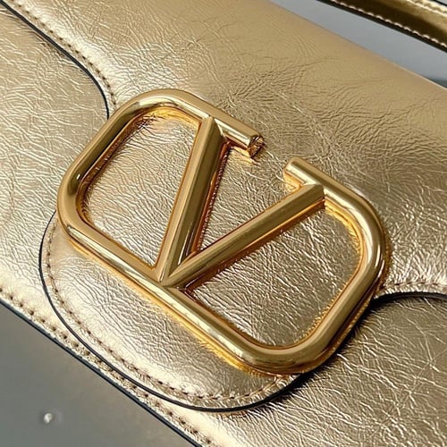 VALENTINO GARAVANI LOCÒ METALLIC CALFSKIN SHOULDER...