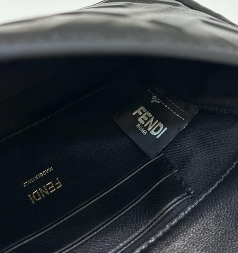 FENDI mini baguette black leather