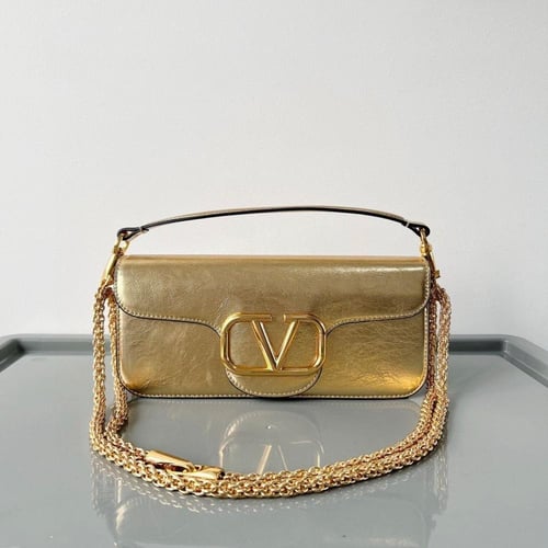 VALENTINO GARAVANI LOCÒ METALLIC CALFSKIN SHOULDER...
