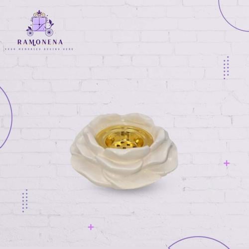 مبخره سيراميك ابيض على شكل ورده