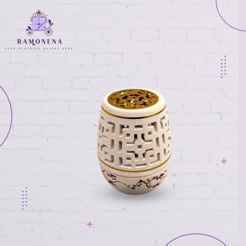 مبخره سيراميك بيضاء معا زخرفة رسوميه لورد الساكورا