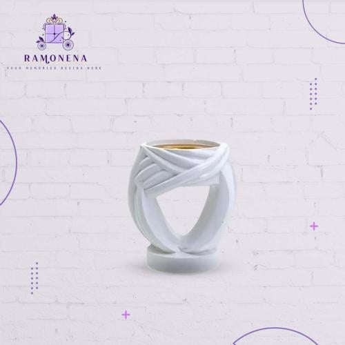 مبخره سيراميك ابيض بخطوط منحنيه (درزن)