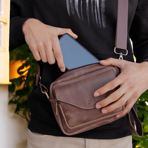 حقيبة كروس رجالية من Bamm Gulf – مصنوعة من الجلد ا...