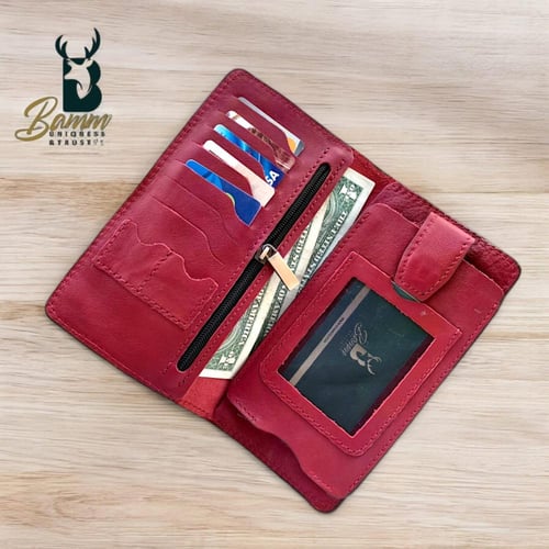 محفظة جواز سفر و بطاقات ونقود و جوال جلد طبيعي - م...