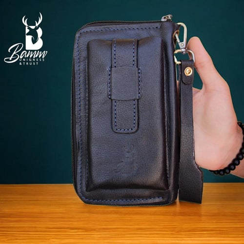 شنطة يد رجالية من الجلد الطبيعي - متعددة الاستخدام...