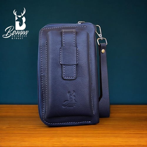 شنطة يد رجالية من الجلد الطبيعي - متعددة الاستخدام...