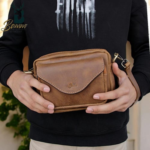 حقيبة كروس رجالية من Bamm Gulf – مصنوعة من الجلد ا...