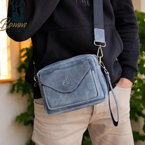 حقيبة كروس رجالية من Bamm Gulf – مصنوعة من الجلد ا...