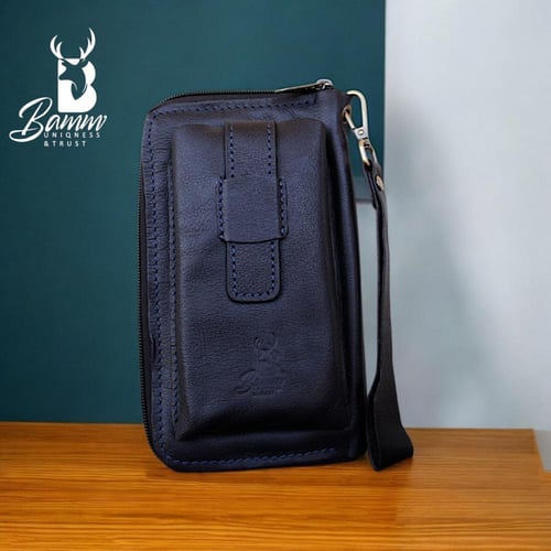 شنطة يد رجالية من الجلد الطبيعي - متعددة الاستخدام...