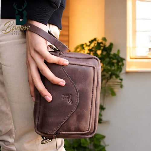 حقيبة كروس رجالية من Bamm Gulf – مصنوعة من الجلد ا...