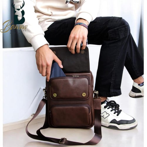 حقيبة كروس رجالي جلد طبيعي أصيل من BAMM GULF موديل...