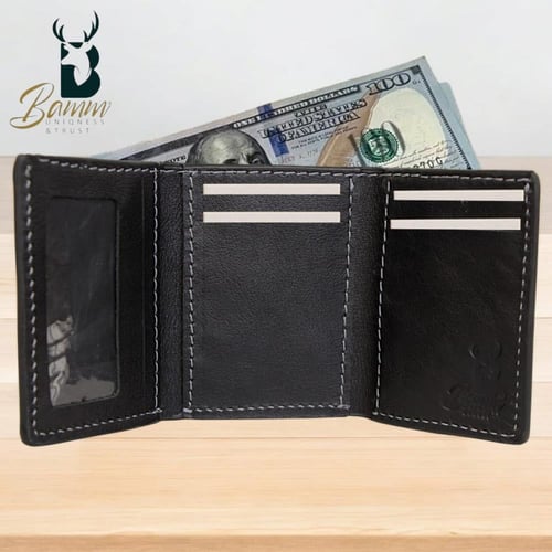 محفظة رجالي جلد طبيعي من Bamm Gulf- ثلاثية الطي |...