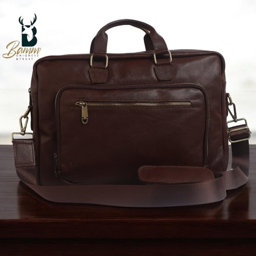 حقيبة رجال الأعمال جلد طبيعي من BAMM GULF موديل 70...
