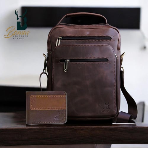 العرض الذهبي – حقيبة كروس + محفظة جلد طبيعي بسعر خ...